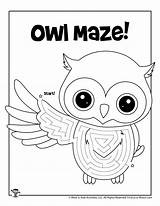 Owl Animal Printable Kids Maze Mazes Worksheet Key Woojr sketch template
