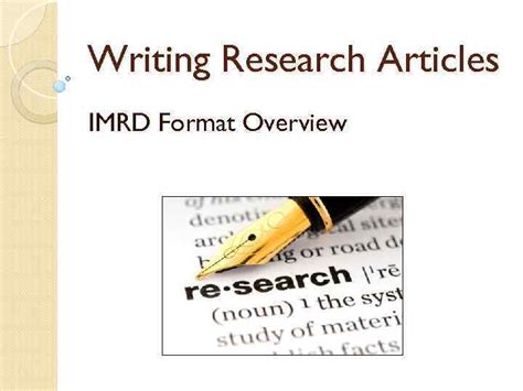 writing research articles imrd format overview imrd