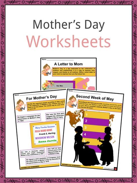 mothers day facts worksheets time  year  kids