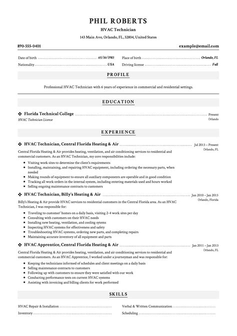 hvac technician resume sample resumevikingcom