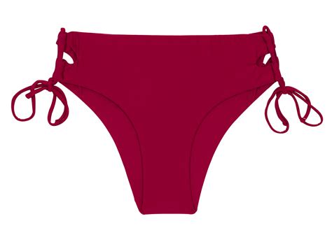 Garnet Red Brazilian Bikini Bottom With Double Sides Tie Bottom Uv