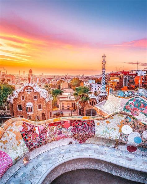 park guell park gueell barcelona spain antoni gaudi architecture travel tourist attraction