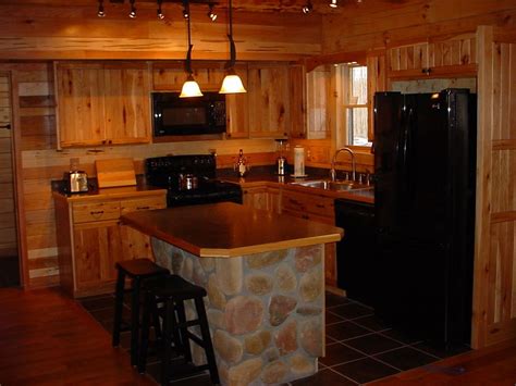 rustic kitchen with island and hickory cabinets click to see full size dream home hickory
