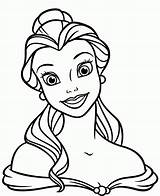 Belle Coloring Disney Pages Princess Library Drawing Clipart Face sketch template