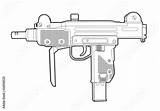 Uzi Machine Firearm Memory Take Down Arma Esquema Arme Icona Icône Illustrazioni sketch template