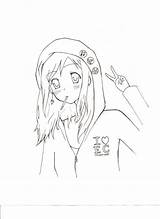Hoodie Anime Guy Girl Coloring Pages Template Lineart sketch template