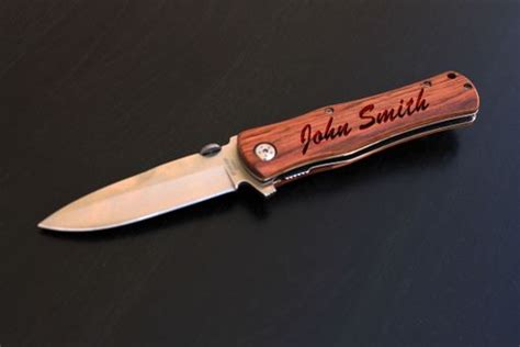 buy hand  custom engraved pocket knife wood handle engraved pocket