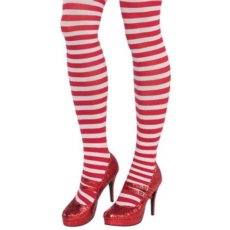 Holiday Candy Cane White And Red Striped Womens Tights One Size Fits