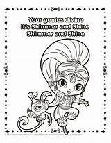 Shimmer Shine Coloring Pages Book Kids Nickelodeon sketch template