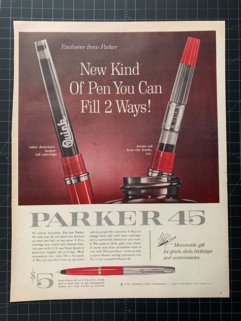 vintage  parker pens print ad etsyde