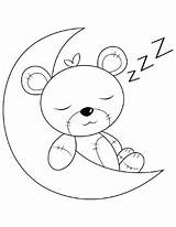 Coloring Bear Pages Teddy Sleeping sketch template