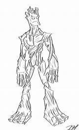 Groot Coloring Pages Guardians Getcolorings Galaxy sketch template