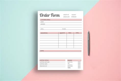 editable printable order form template craft business order etsy