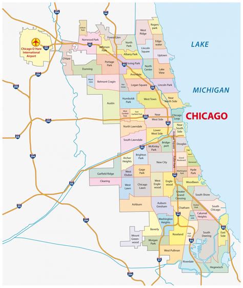 map  chicago neighborhood surrounding area  suburbs  chicago