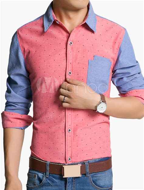 button  shirt  contrast sleeves  pocket  pattern milanoocom