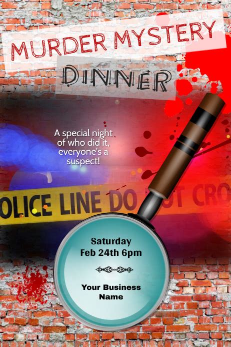 murder mystery dinner theater flyer template postermywall