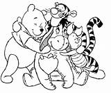 Pooh Winnie Coloring Pages Bear Fall Friends Hug Rabbit Hugging Printable Disney Color Baby Cute Kids Pdf Print Colouring Sheets sketch template