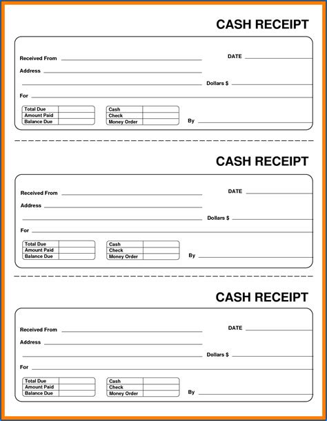 cash payment receipt template  word eforms  printable