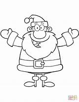 Coloring Santa Claus Arms Hugging Happy Open Pages sketch template
