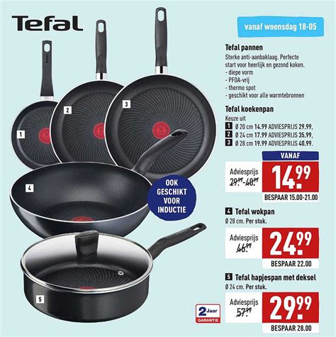 tefal pannen tafel koekenpan tefal wokpan  tefal hapjespan met deksel aanbieding bij aldi