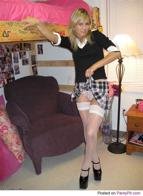 Blonde Schoolgirl In White Panties And Stockings Panty Pit