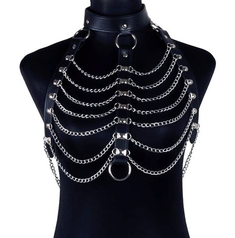 Gothic Pastel Goth Pu Leather Harness Bondage Chains Rebelsmarket