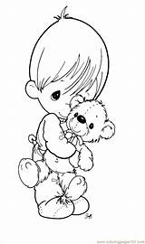Precious Moments Coloring Printable Pages Cartoons Moment Color Baby Kids Bear Boy Gif Patterns sketch template