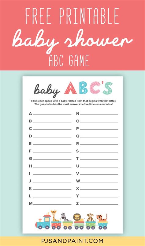 play  baby shower alphabet game  printable template