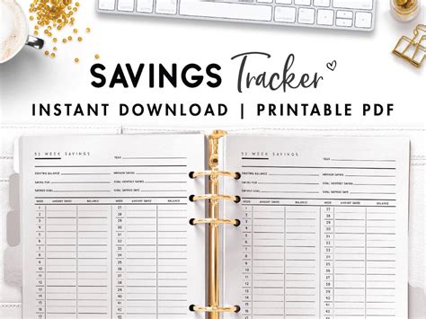 savings tracker printable  printable templates