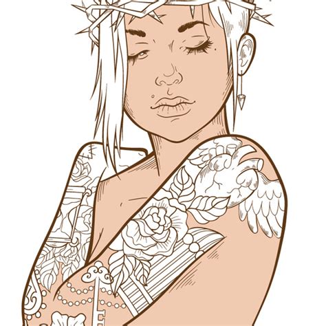 create  punk queen  hearts   sleeve tattoo  illustrator