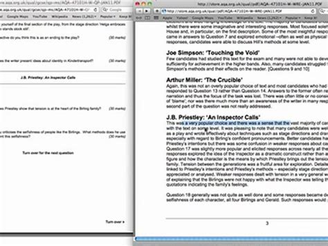 gcse english literature unit  mark scheme  analysis  aqa paper