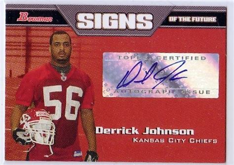 derrick johnson rc auto 2005 bowman signs of the future rookie