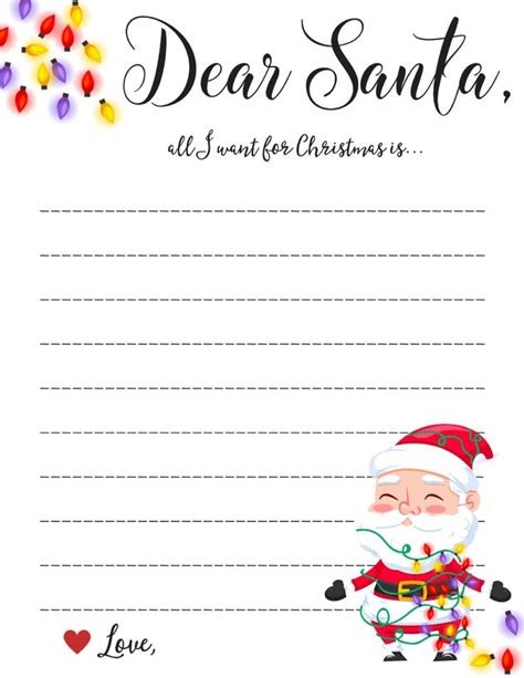 dear santa letter  printable downloads  regard  blank