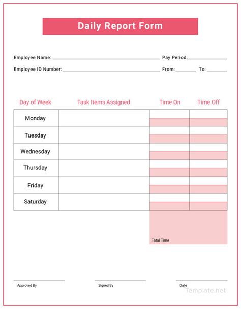 employee daily report template  templates  templates