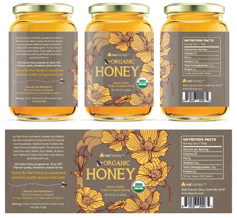 organic honey labels template design