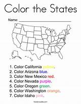 States Coloring Color Usa Kids Worksheets Noodle Capitals Grade Studies Social Twistynoodle California Twisty 2nd Geography Print Built Writing sketch template