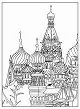 Coloring Building Buildings Pages Adult Basil Cathedral Saint Red Square Moscow Empire State City Architecture Printable Palace Buckingham London Sofian sketch template