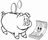 Coloring Bank Money Piggy Kids Saving Pages Paper Teach sketch template