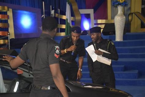 apostle suleman pictured wearing a police uniform during church service information nigeria