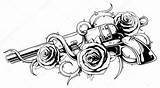 Revolver Colt Tatouage Roses Vectorielle Pistolets sketch template