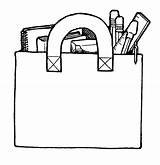 Clipart Bag Book Library Line sketch template