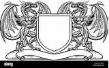 Dragon Arms Crest Coat Heraldry Shield Emblem Vector Family Stock Alamy Blank sketch template