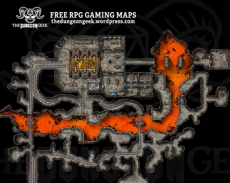 rpg battle map dwarven smelter mines  forge  dungeon geek