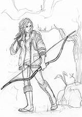 Katniss Everdeen Juegos Catching Hambre Peeta Mockingjay sketch template
