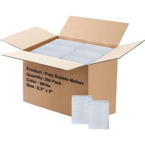 Pack Of 250 White Poly Bubble Mailers 6 5 X 9 Padded