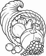 Cornucopia Coloring Pages Thanksgiving Drawing Food Printable Kids Sketch Para Cuerno Abundancia La Fall Big Heart Dibujos Pencil Turkey Color sketch template