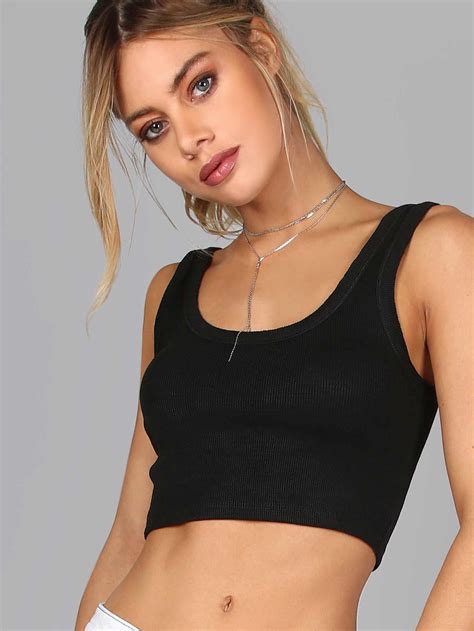 ribbed crop tank top shein sheinside