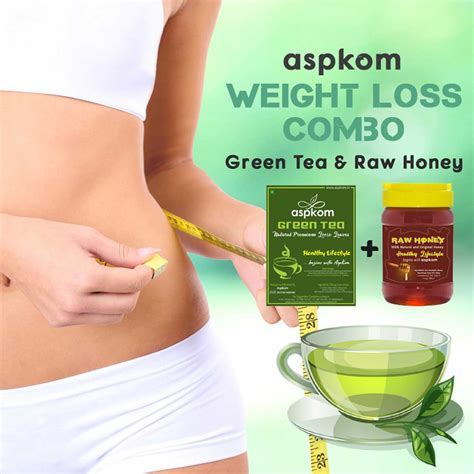 aspkom natural weight loss combo pack herbal green tea raw honey aspkom