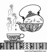 Coloring Pages Coffee Color Mandala Tea Adults Adult Zentangle Mandalas Printable Food Cup Teapots Creative Books Choose Colorpagesformom Sheets Bout sketch template