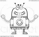 Robot Evil Cartoon Clipart Vector Coloring Outlined Cory Thoman Royalty sketch template